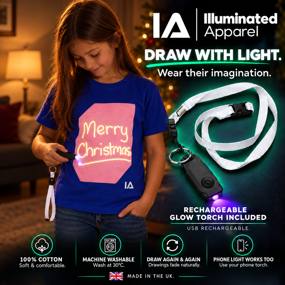 Kids’ Interactive Glow-in-the-Dark T-Shirt – Blue & Pink Glow