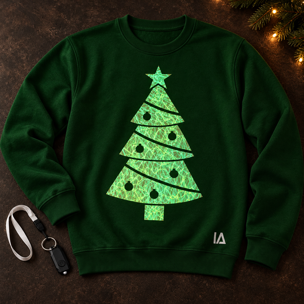 Christmas Tree Glow Christmas Jumper with Rechargeable Torch