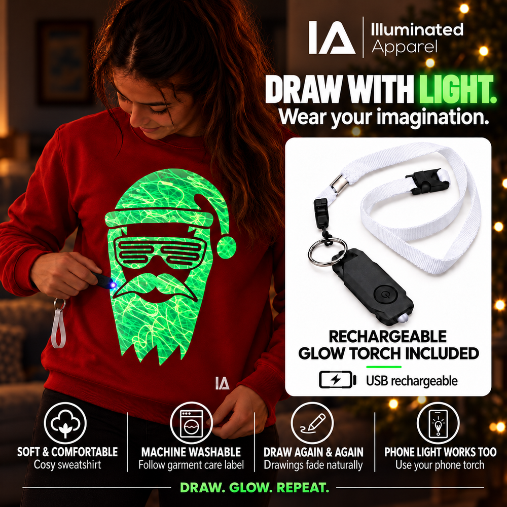 Cool Santa Glow Christmas Jumper with Rechargeable Torch