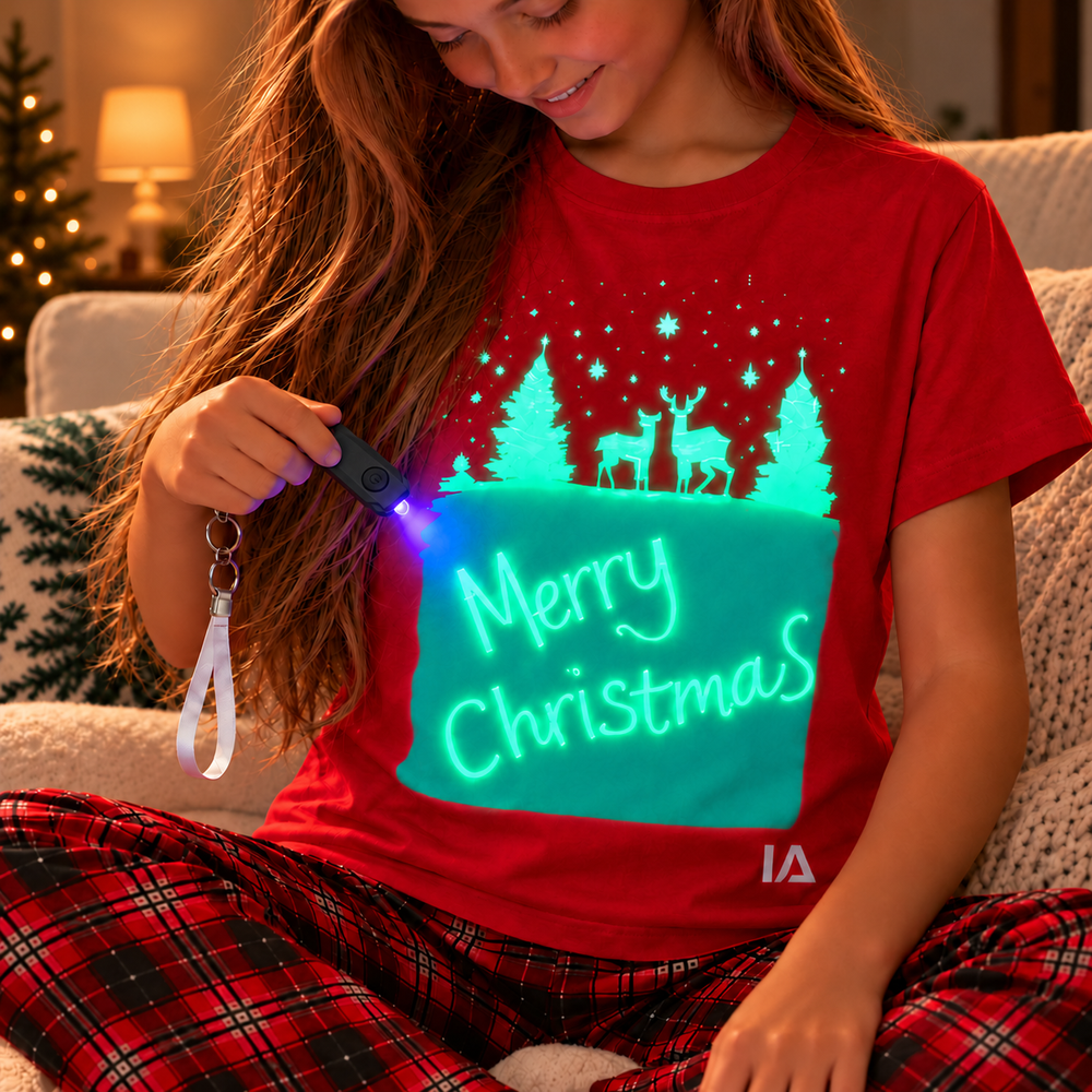 Kids’ Reindeer Glow in the Dark Christmas T-Shirt