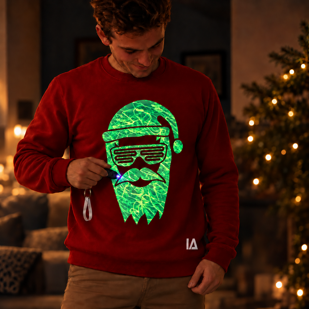 Cool Santa Glow Christmas Jumper with Rechargeable Torch