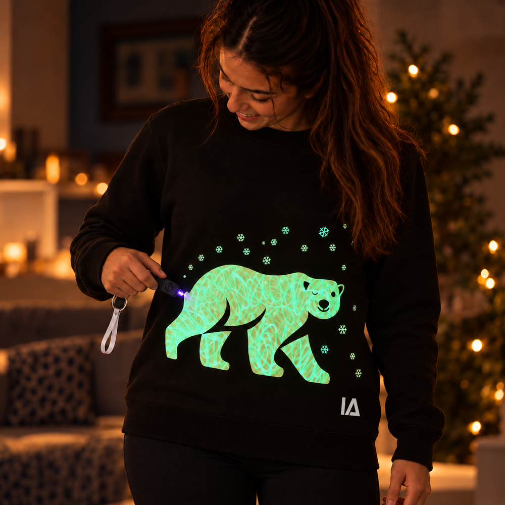 Polar Bear Glow Christmas Jumper with Rechargeable Torch