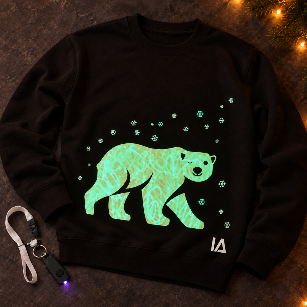 Polar Bear Glow Christmas Jumper with Rechargeable Torch