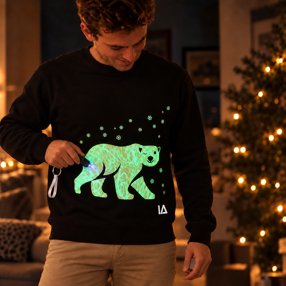 Polar Bear Glow Christmas Jumper with Rechargeable Torch
