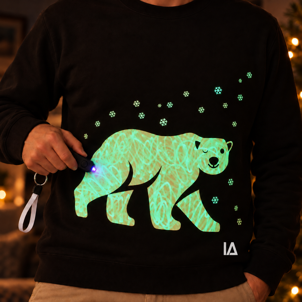 Polar Bear Glow Christmas Jumper with Rechargeable Torch