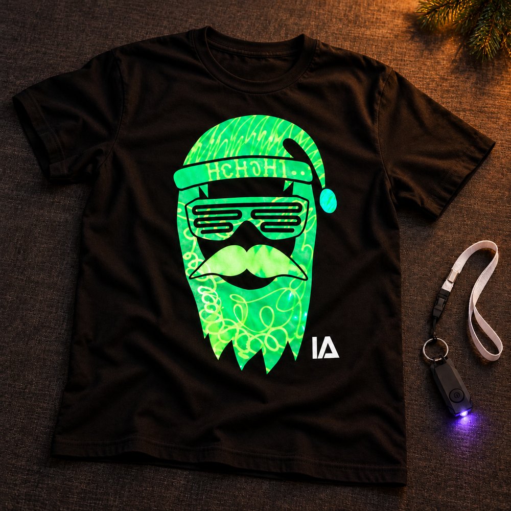 Cool Santa Adult Glow T-Shirt with Rechargeable Torch