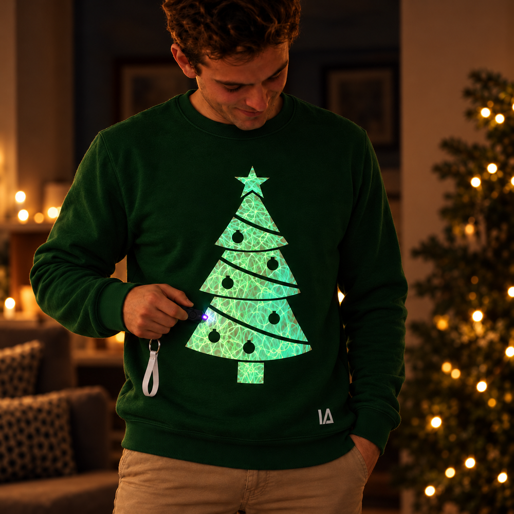 Christmas Tree Glow Christmas Jumper with Rechargeable Torch