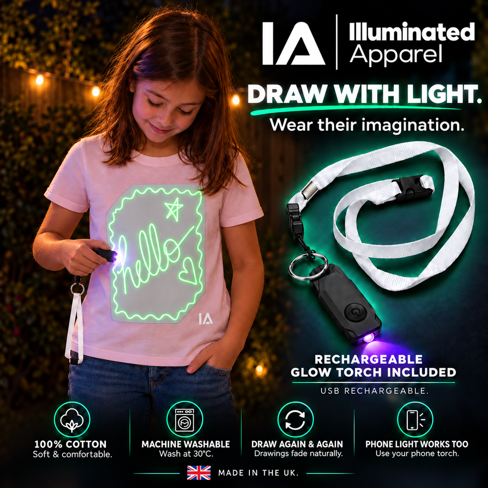 Kids’ Interactive Glow-in-the-Dark T-Shirt – Pink & Green Glow