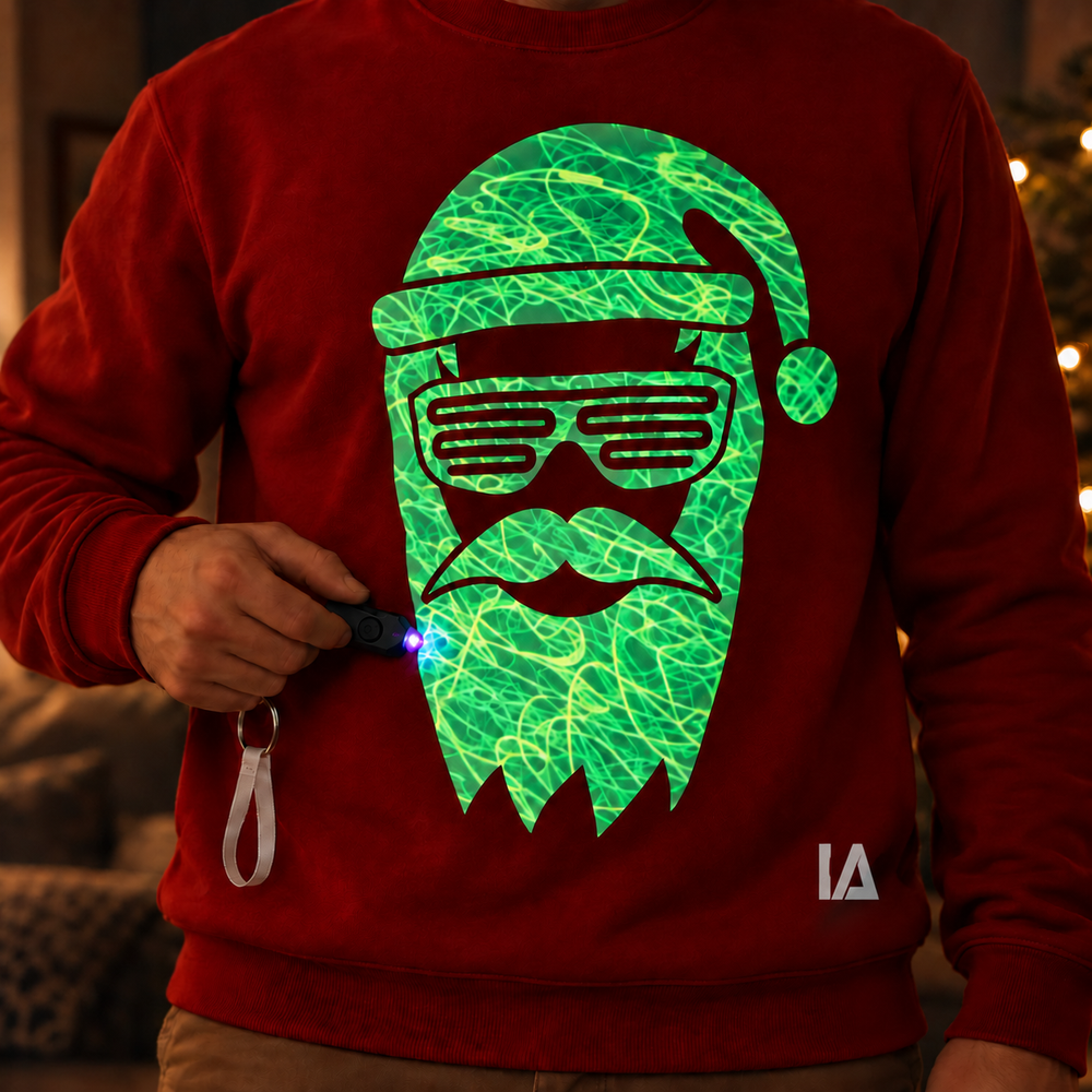 Cool Santa Glow Christmas Jumper with Rechargeable Torch