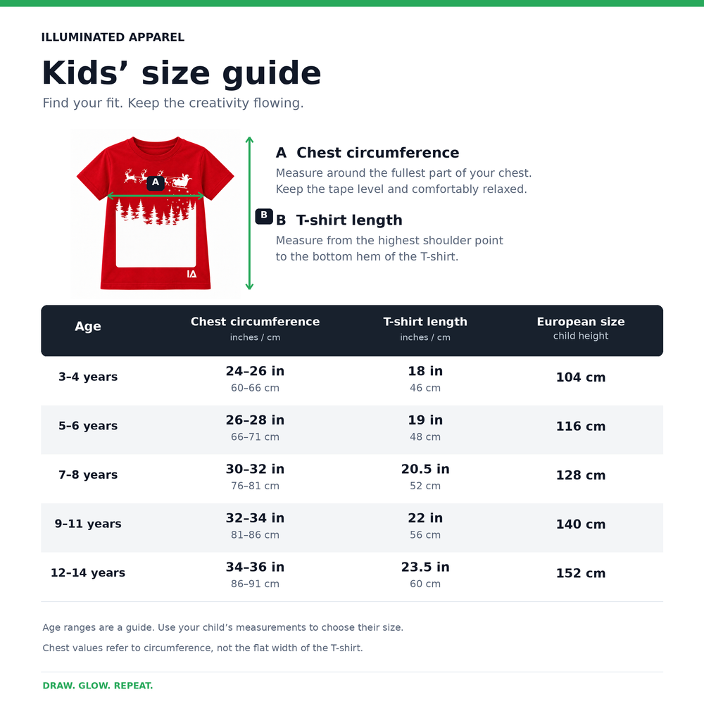Kids’ Santa Sleigh Glow-in-the-Dark Christmas T-Shirt