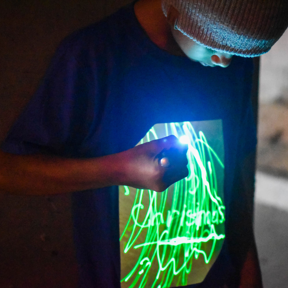 Kids’ Royal Blue Glow in the Dark T-Shirt with Rechargeable Torch