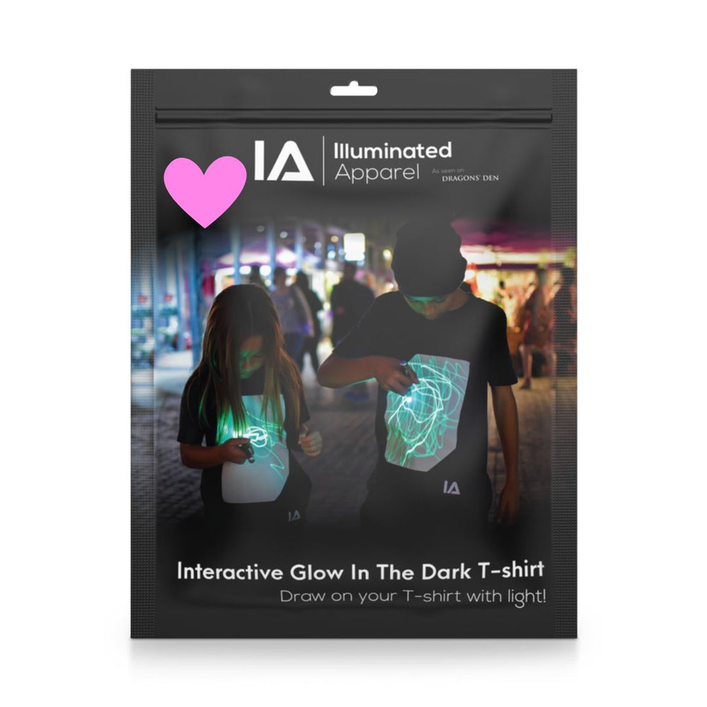 Kids’ Love Heart Interactive Glow T-Shirt with Rechargeable Glow Torch