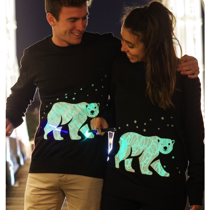 Interactive Glow In The Dark Polar Bear Christmas Jumper