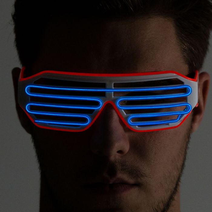 Electric Blue Red Neon LED Light Up Glasses