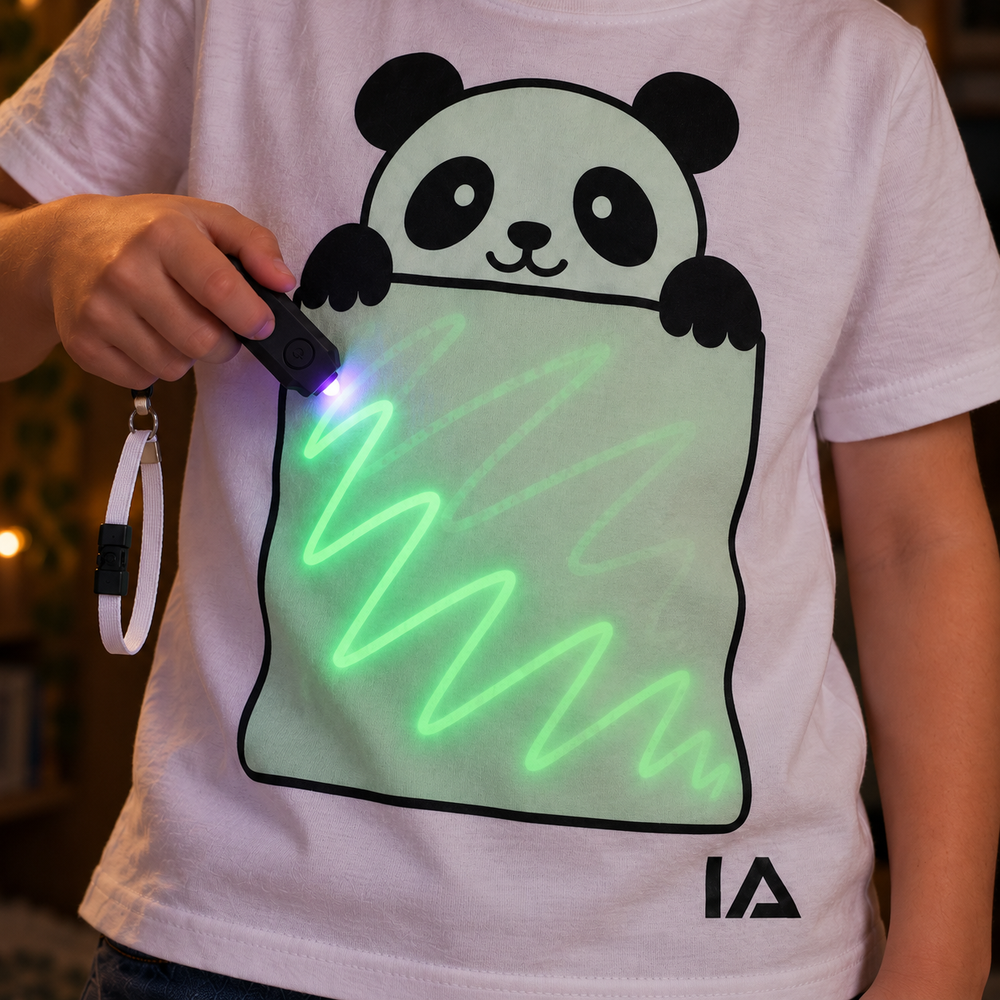 Kids’ Panda Glow in the Dark T-Shirt with Rechargeable Glow Torch