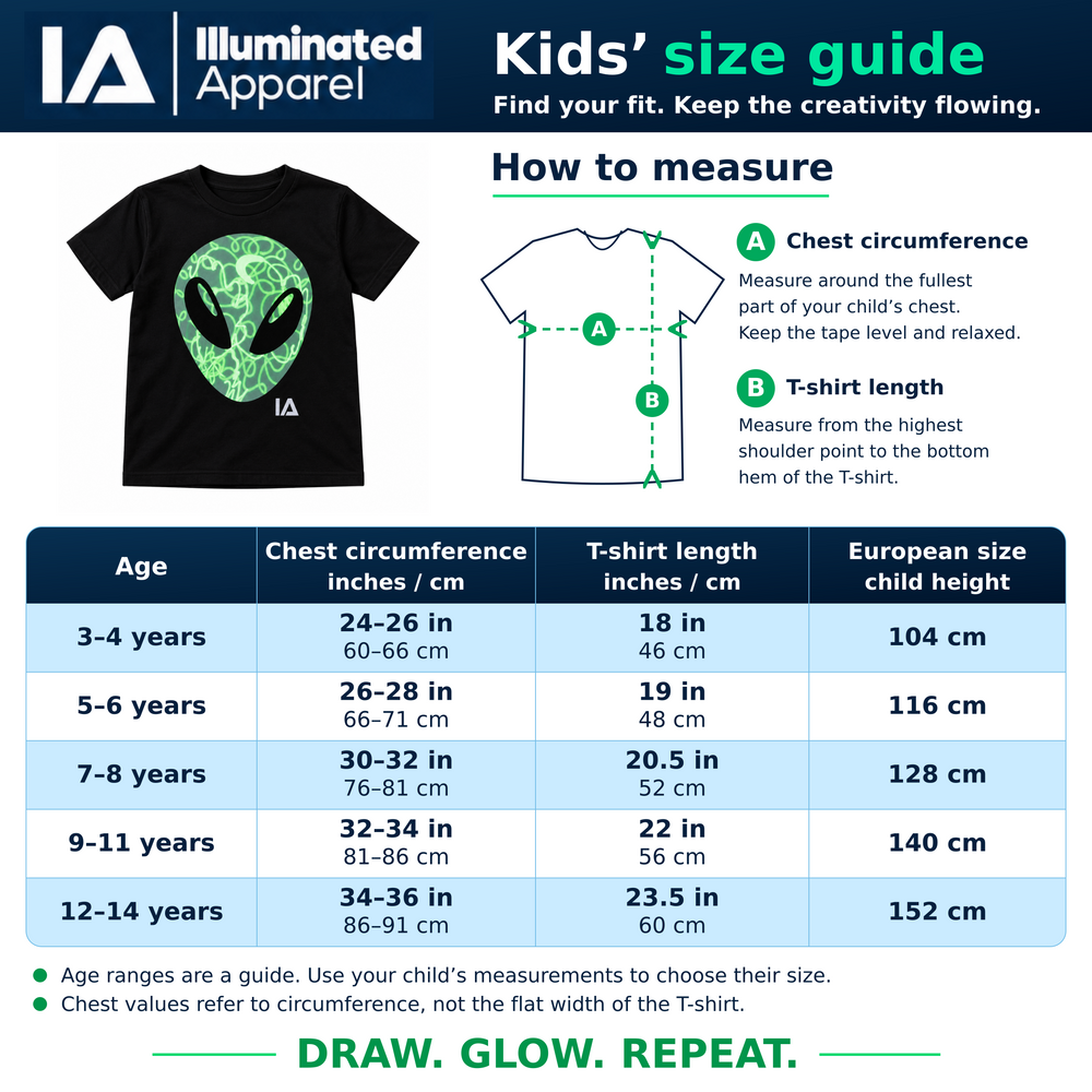 Kids’ Alien Glow in the Dark T-Shirt with Rechargeable Torch