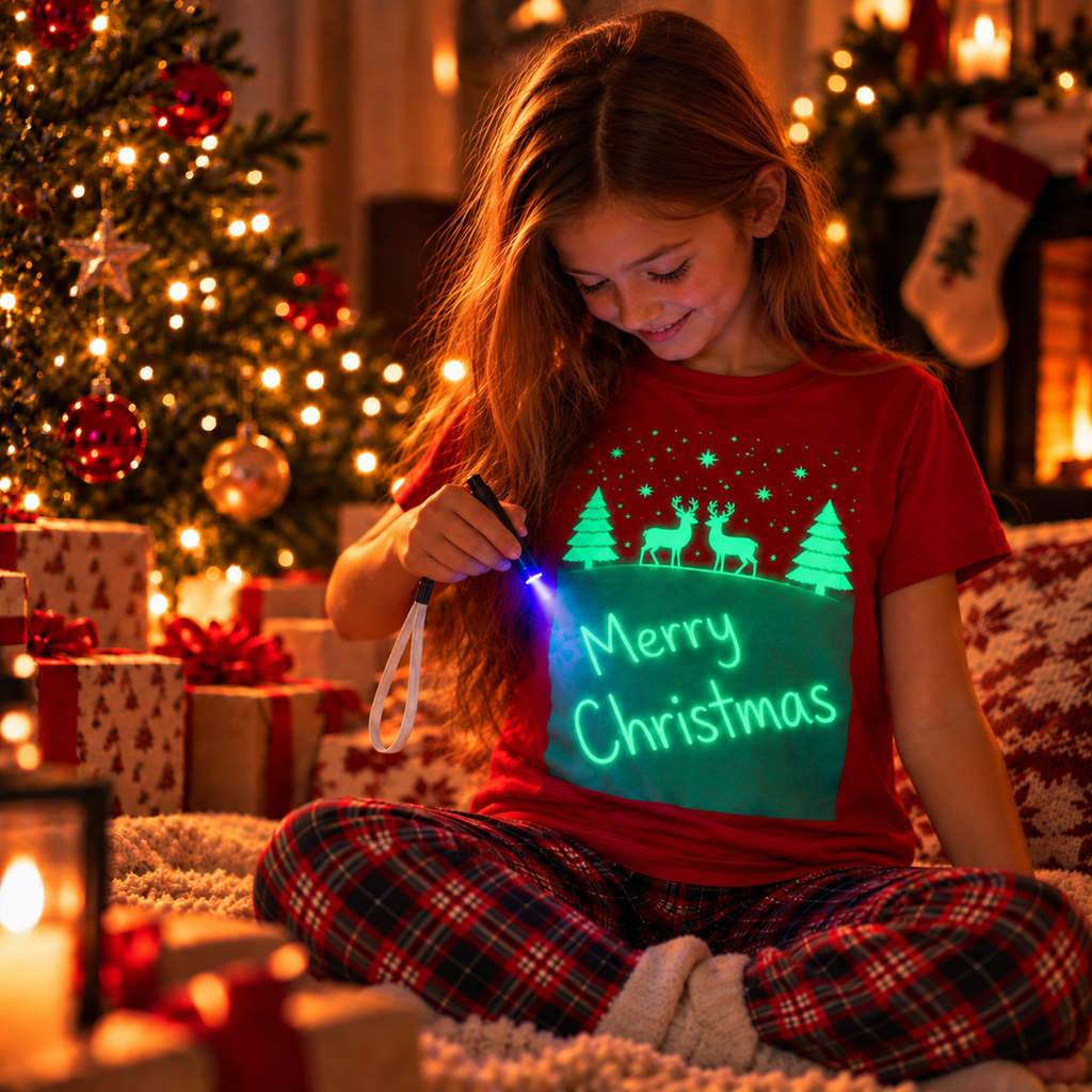 Kids’ Reindeer Glow in the Dark Christmas T-Shirt