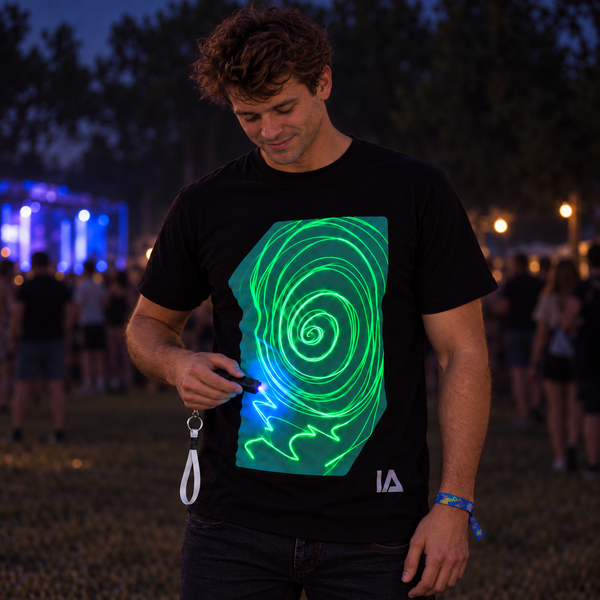 Adult Interactive Glow T-Shirt with Rechargeable Glow Torch