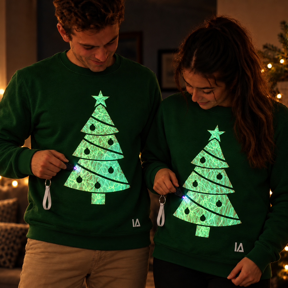 Christmas Tree Glow Christmas Jumper with Rechargeable Torch