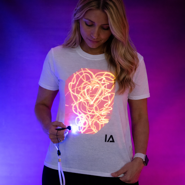 Kids Interactive Glow In The Dark T-shirt - White Pink Glow