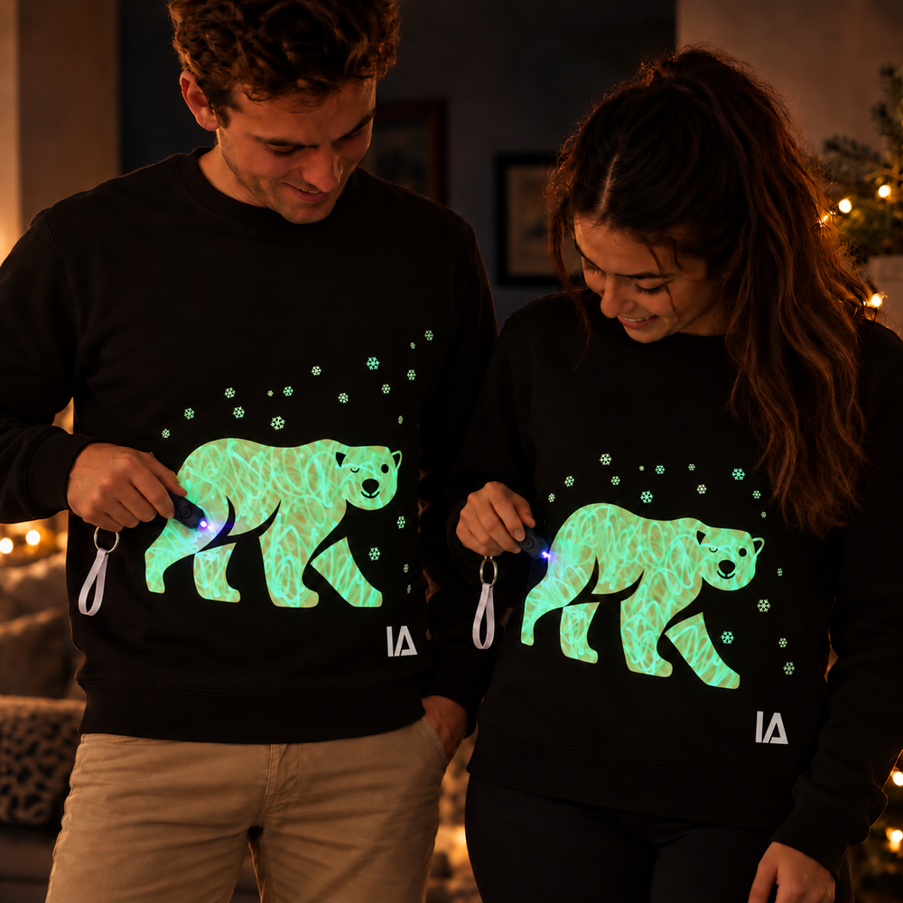 Polar Bear Glow Christmas Jumper with Rechargeable Torch