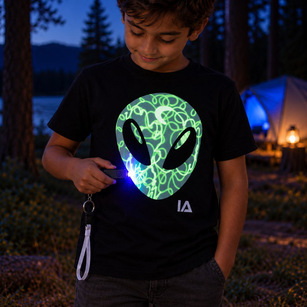 Kids’ Alien Glow in the Dark T-Shirt with Rechargeable Torch