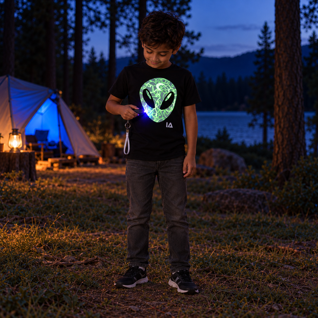 Kids’ Alien Glow in the Dark T-Shirt with Rechargeable Torch