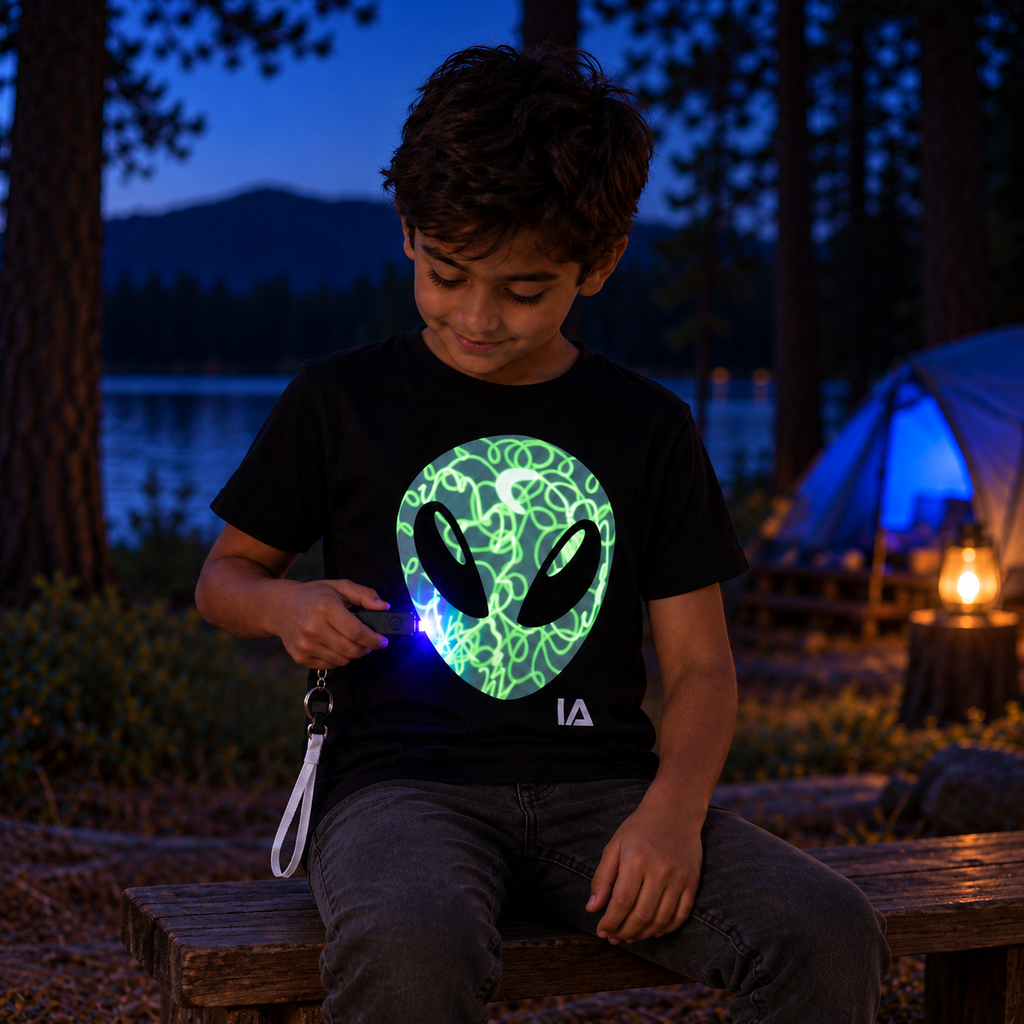 Kids’ Alien Glow in the Dark T-Shirt with Rechargeable Torch
