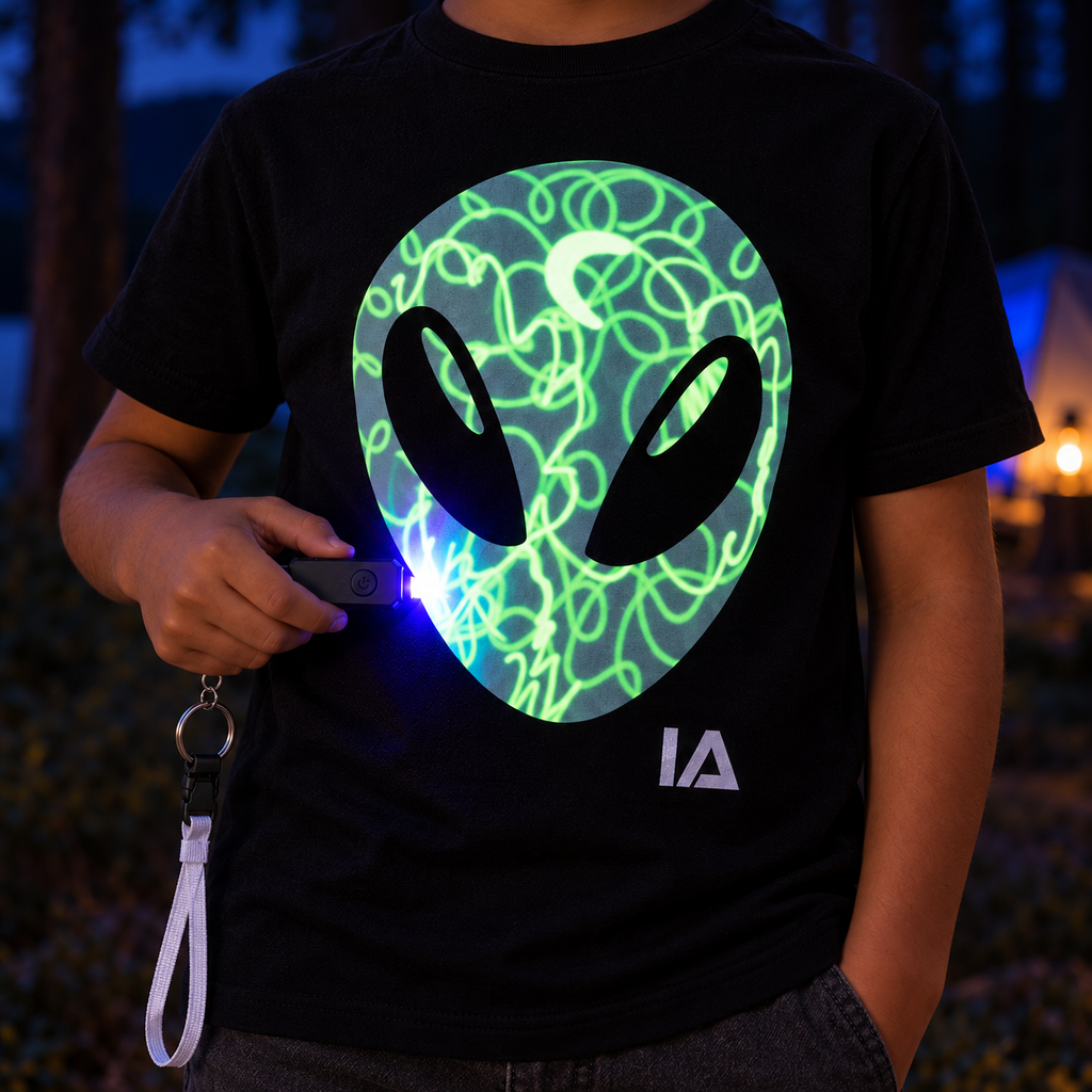 Kids’ Alien Glow in the Dark T-Shirt with Rechargeable Torch