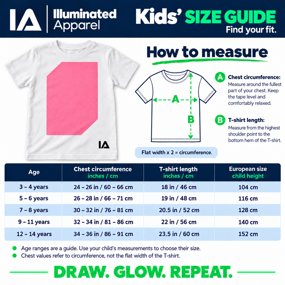 Kids’ White & Pink Glow T-Shirt with Rechargeable Torch