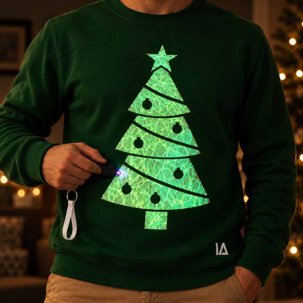 Christmas Tree Glow Christmas Jumper with Rechargeable Torch
