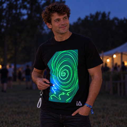 Adult Interactive Glow T-Shirt with Rechargeable Glow Torch