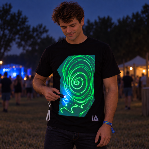 Adult Interactive Glow T-Shirt with Rechargeable Glow Torch
