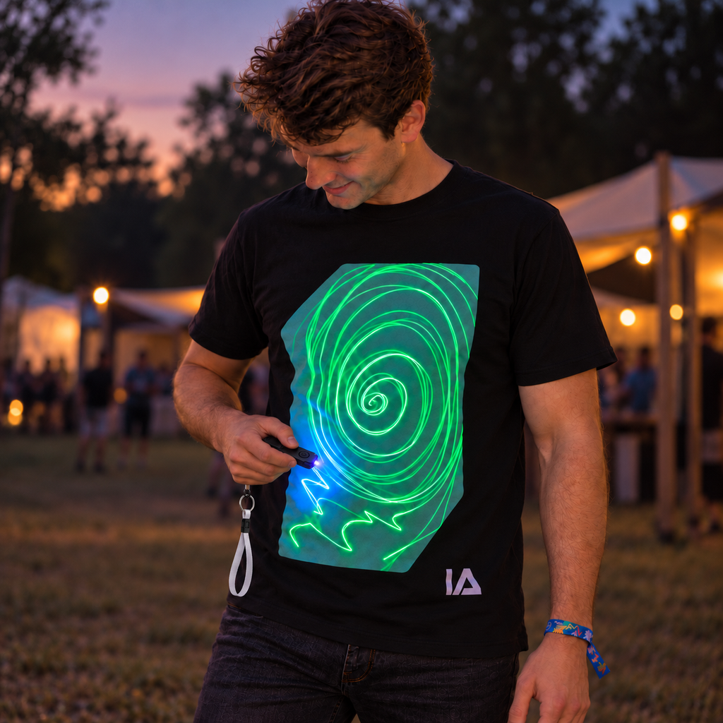 Adult Interactive Glow T-Shirt with Rechargeable Glow Torch