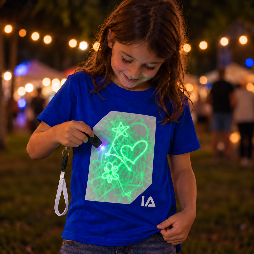 Kids’ Royal Blue Glow in the Dark T-Shirt with Rechargeable Torch