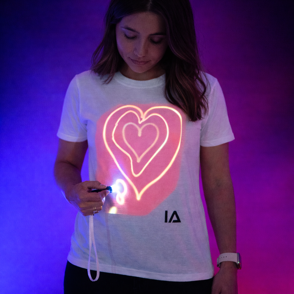 Kids Interactive Glow In The Dark T-shirt - White Pink Glow