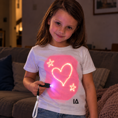 Kids’ White & Pink Glow T-Shirt with Rechargeable Torch