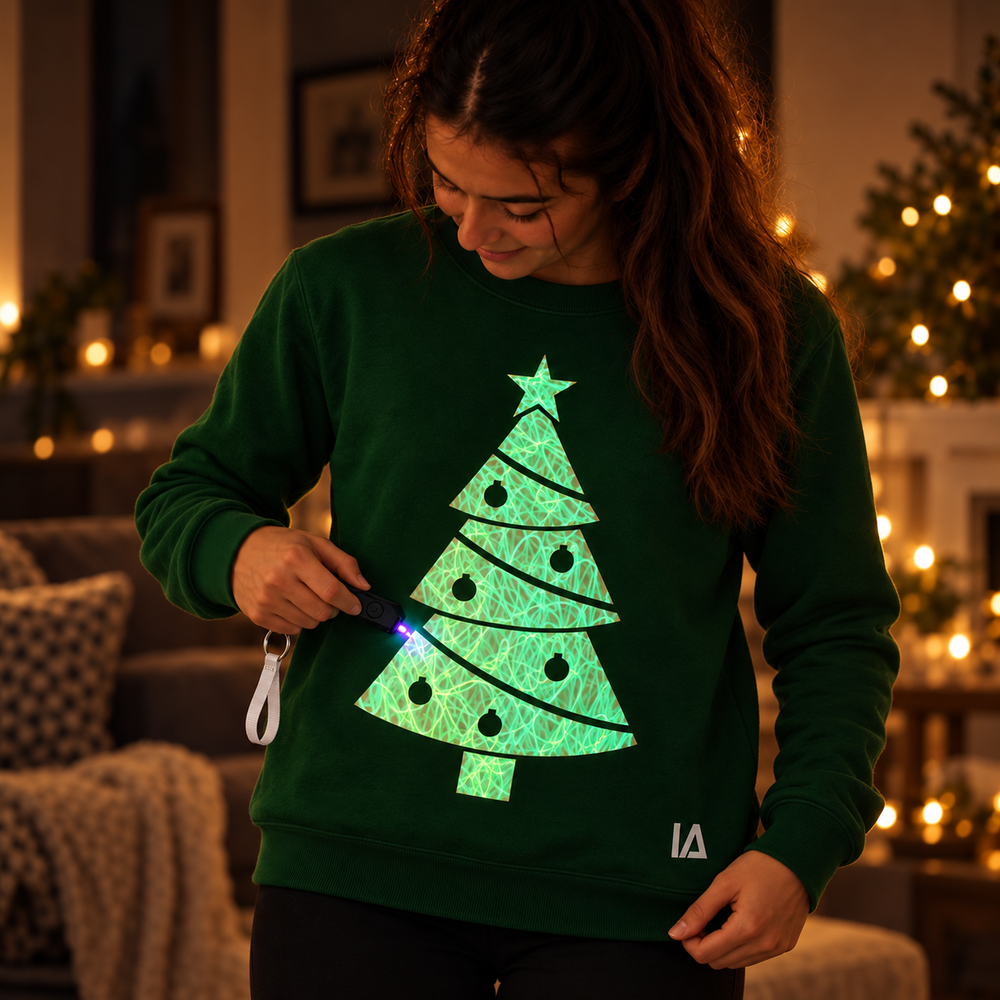 Christmas Tree Glow Christmas Jumper with Rechargeable Torch