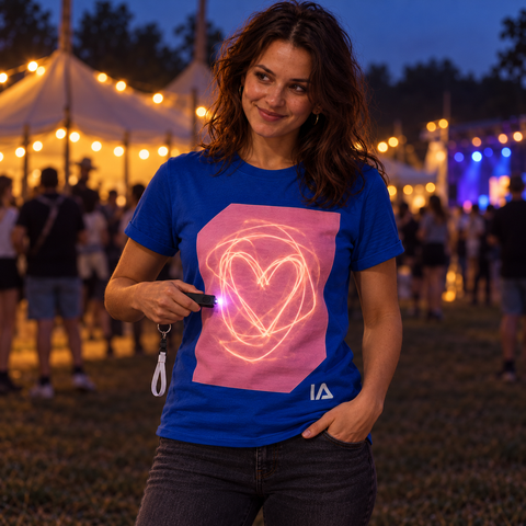 Adults’ Royal Blue and Pink Glow in the Dark T-Shirt with Rechargeable Torch