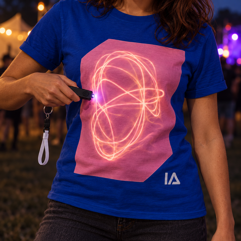 Adults’ Royal Blue and Pink Glow in the Dark T-Shirt with Rechargeable Torch