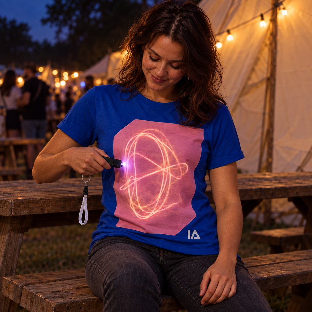 Adults’ Royal Blue and Pink Glow in the Dark T-Shirt with Rechargeable Torch