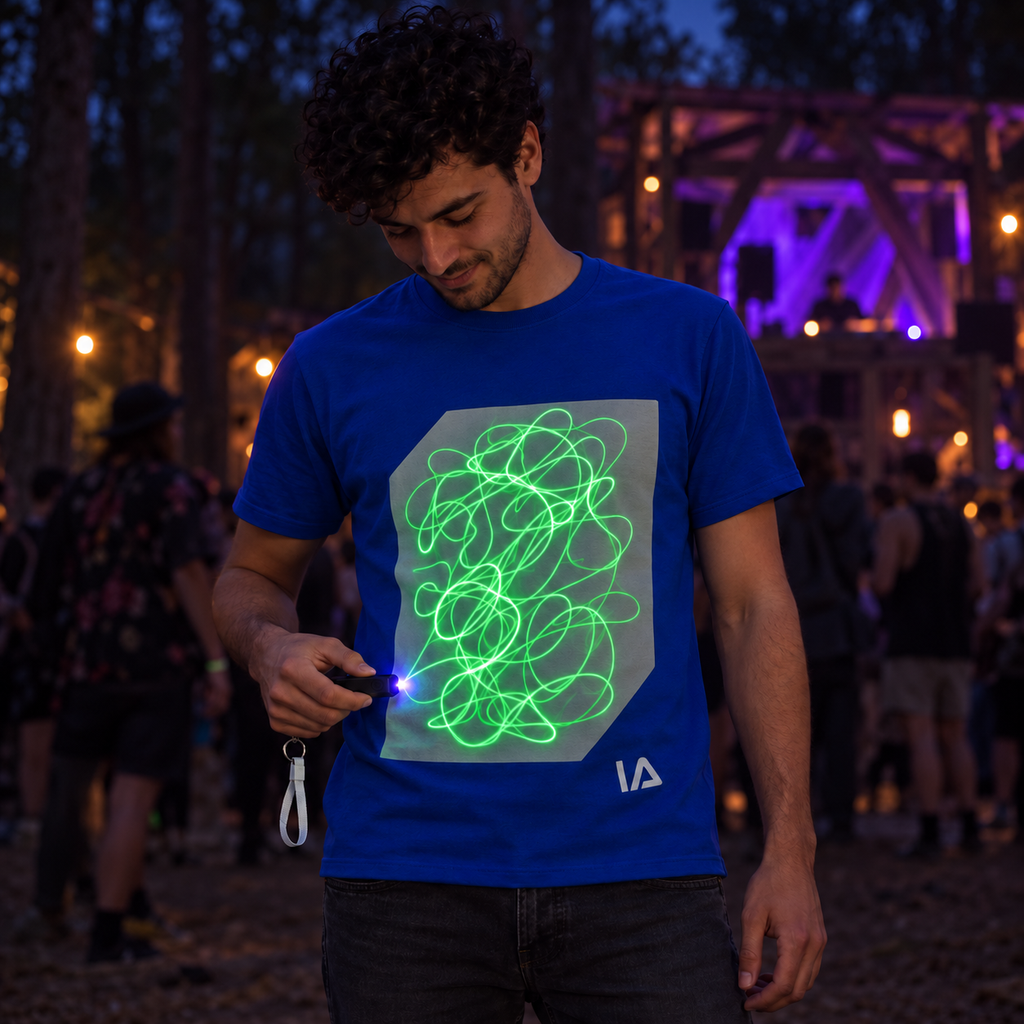Adult Interactive Glow T-Shirt with Rechargeable Glow Torch
