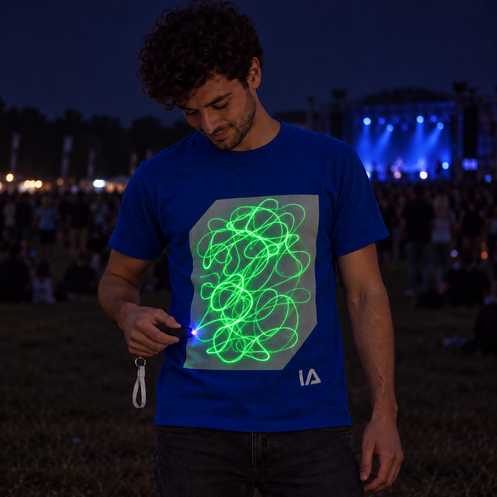 Adult Interactive Glow T-Shirt with Rechargeable Glow Torch