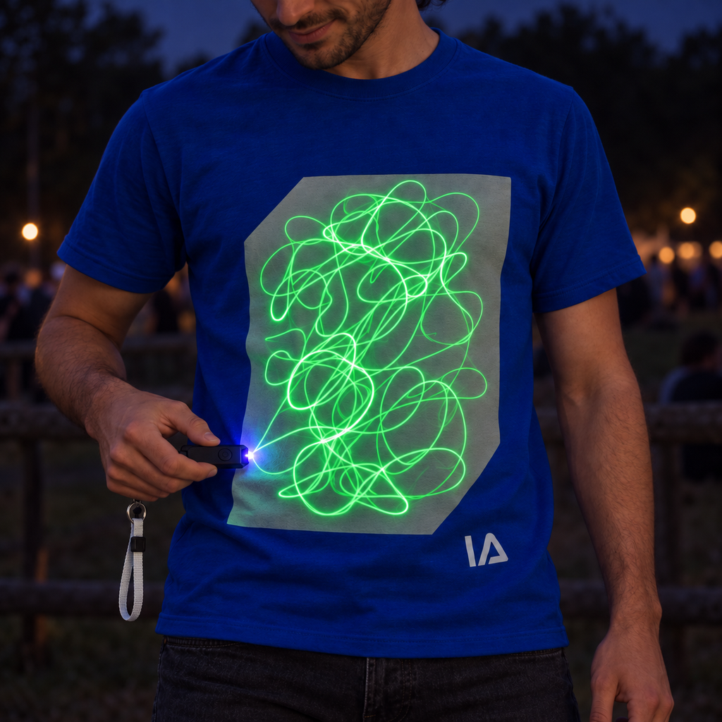 Adult Interactive Glow T-Shirt with Rechargeable Glow Torch