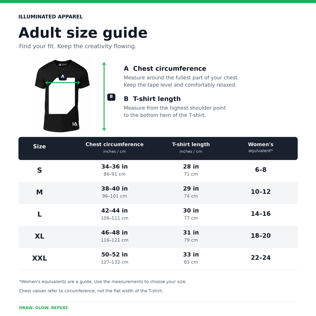 Adult Interactive Glow T-Shirt with Rechargeable Glow Torch