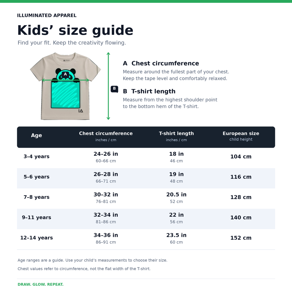 Kids’ Panda Glow in the Dark T-Shirt with Rechargeable Glow Torch