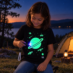 Kids’ Outer Space Glow T-Shirt with Rechargeable Glow Torch