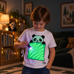 Kids’ Panda Glow in the Dark T-Shirt with Rechargeable Glow Torch