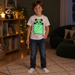 Kids’ Panda Glow in the Dark T-Shirt with Rechargeable Glow Torch