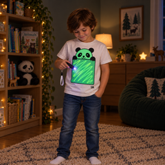 Kids’ Panda Glow in the Dark T-Shirt with Rechargeable Glow Torch